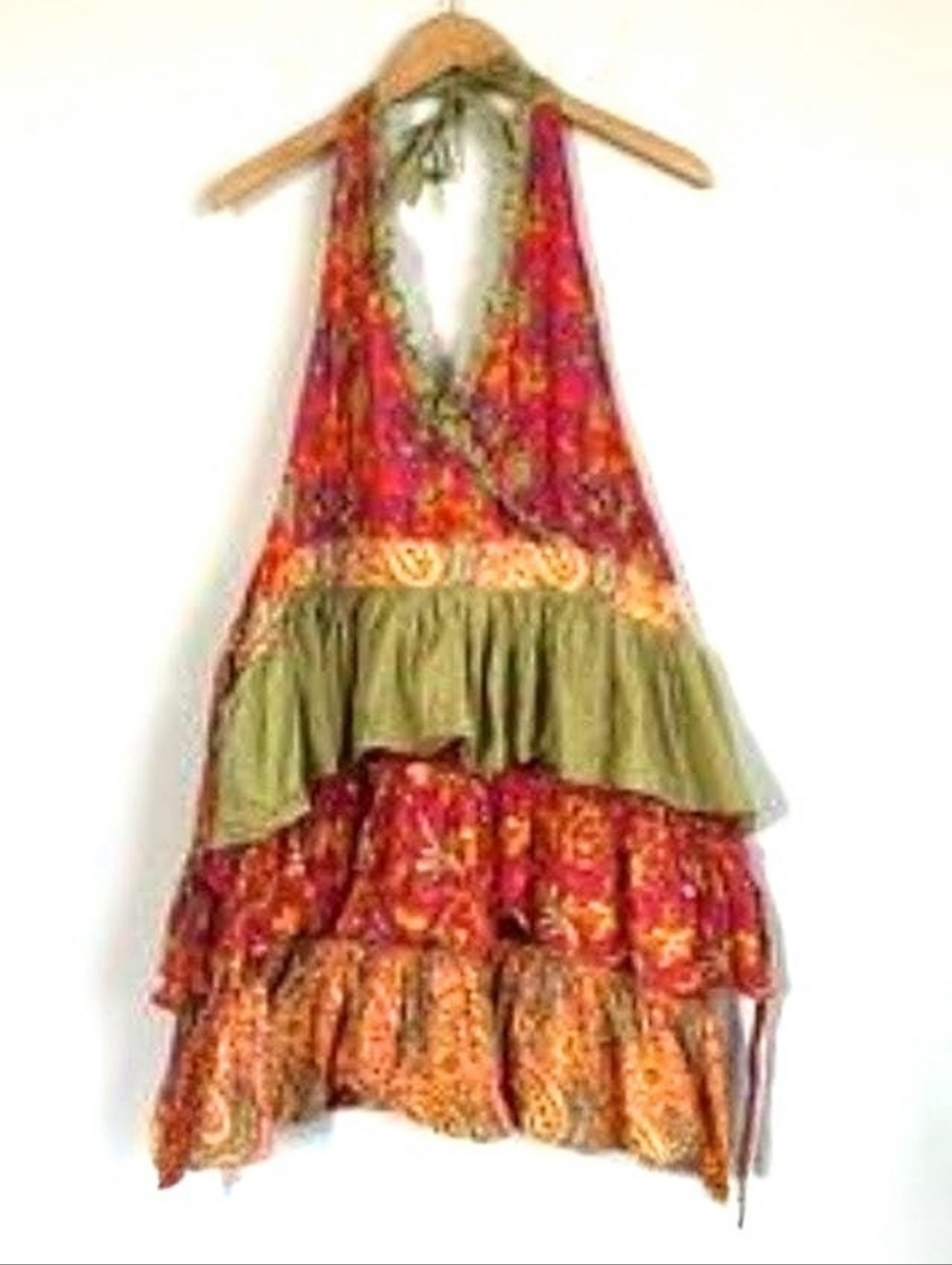 Mixed Print Ruffle Cotton Apron Cottage Core Vintage Style One Size